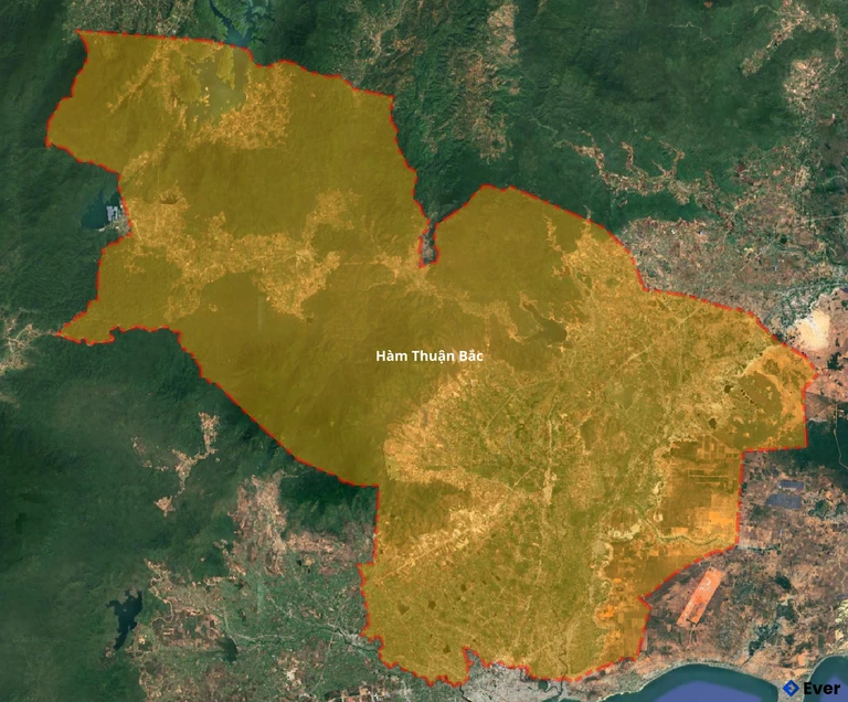 Bản đồ vệ tinh huyện Hàm Thuận Bắc