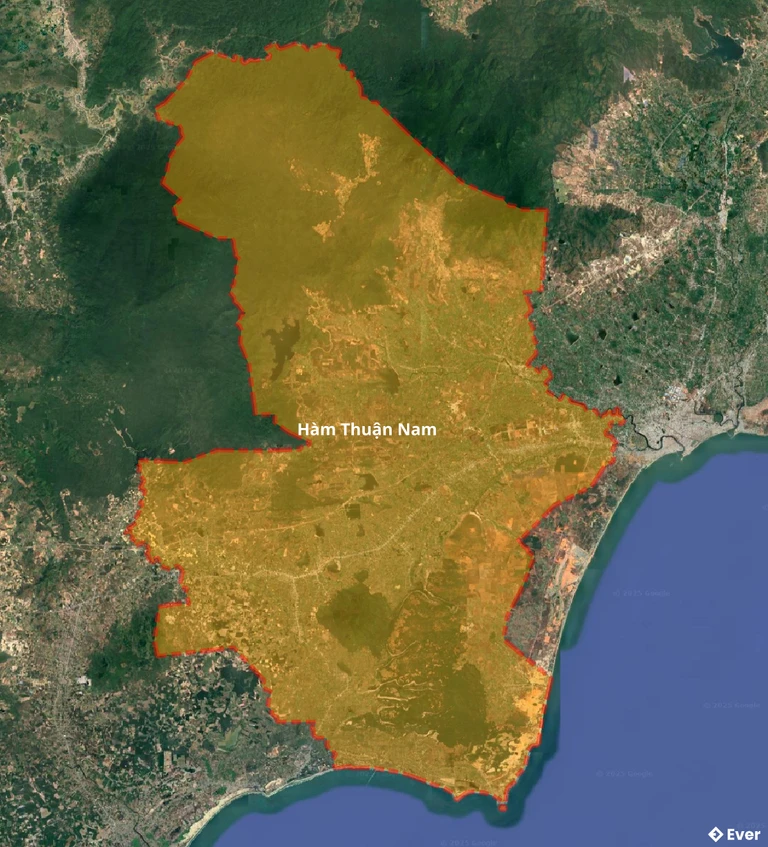 Bản đồ vệ tinh huyện Hàm Thuận Nam