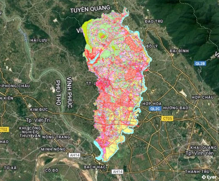 Bản đồ vệ tinh Huyện Lập Thạch