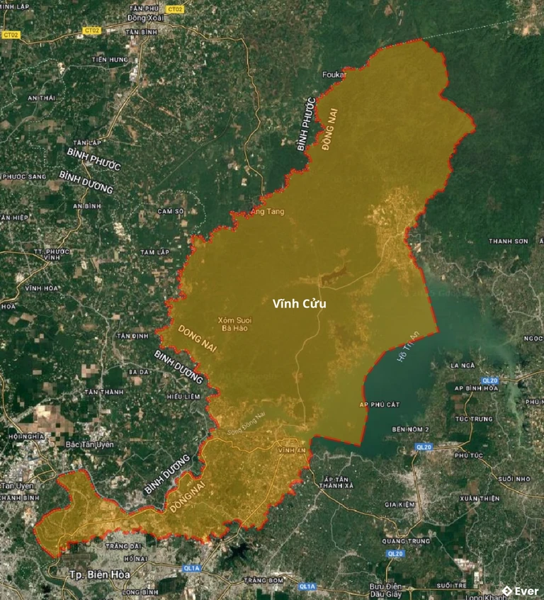 Bản đồ vệ tinh huyện Vĩnh Cửu