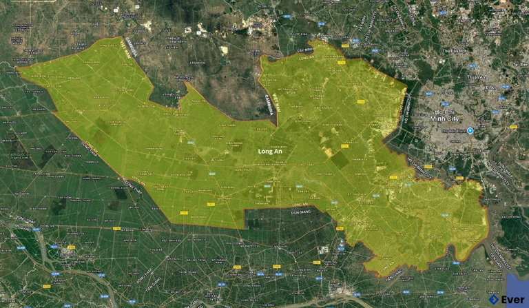 Bản đồ vệ tinh Long An trước sáp nhập