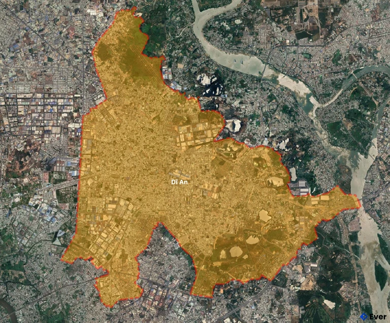 Bản đồ vệ tinh thành phố Dĩ An