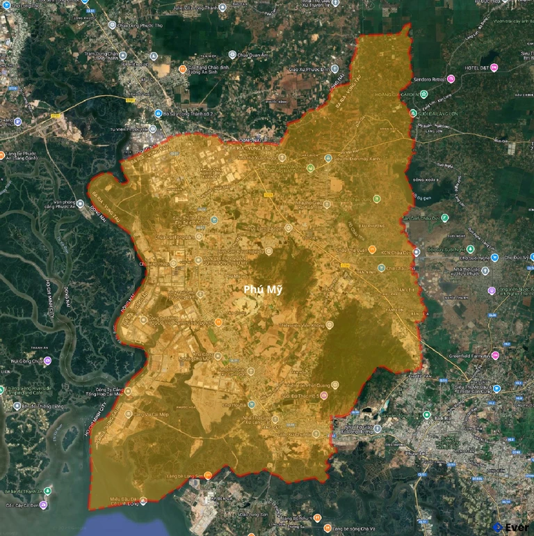 Bản đồ vệ tinh thành phố Phú Mỹ