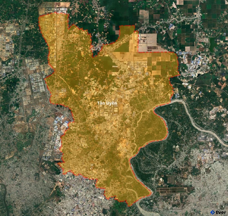 Bản đồ vệ tinh thành phố Tân Uyên