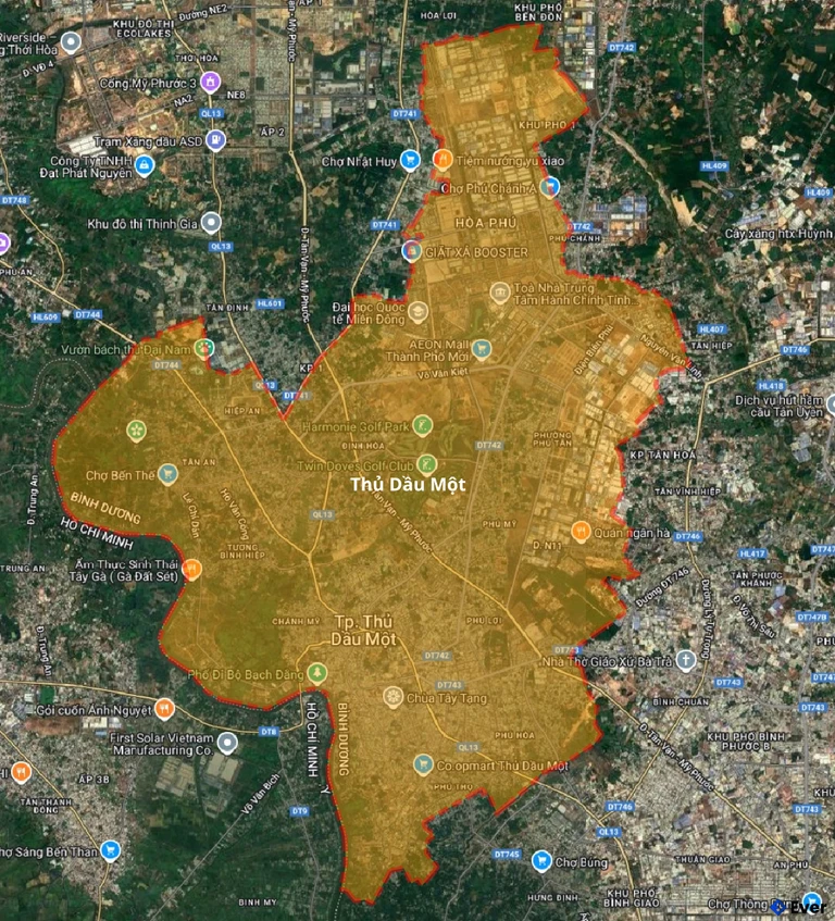Bản đồ vệ tinh thành phố Thủ Dầu Một