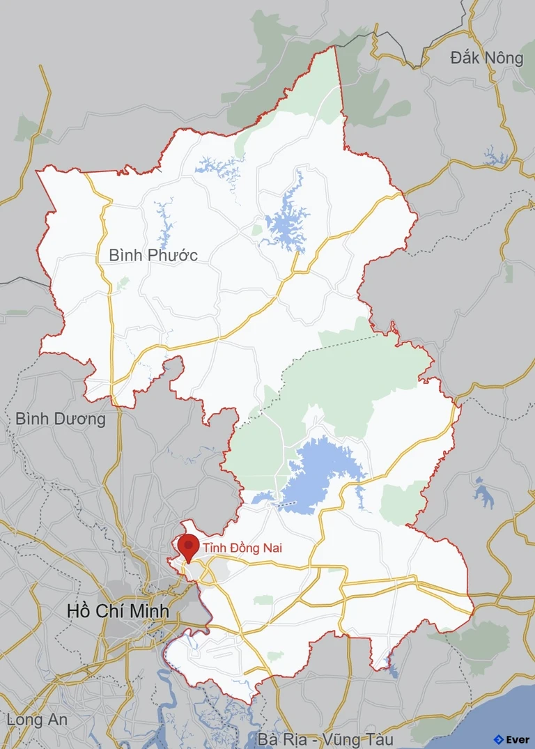 Bản đồ vệ tinh Tỉnh Đồng Nai sau khi sáp nhập