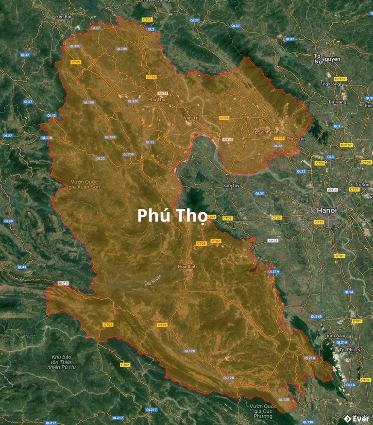 Bản đồ vệ tinh tỉnh Phú Thọ