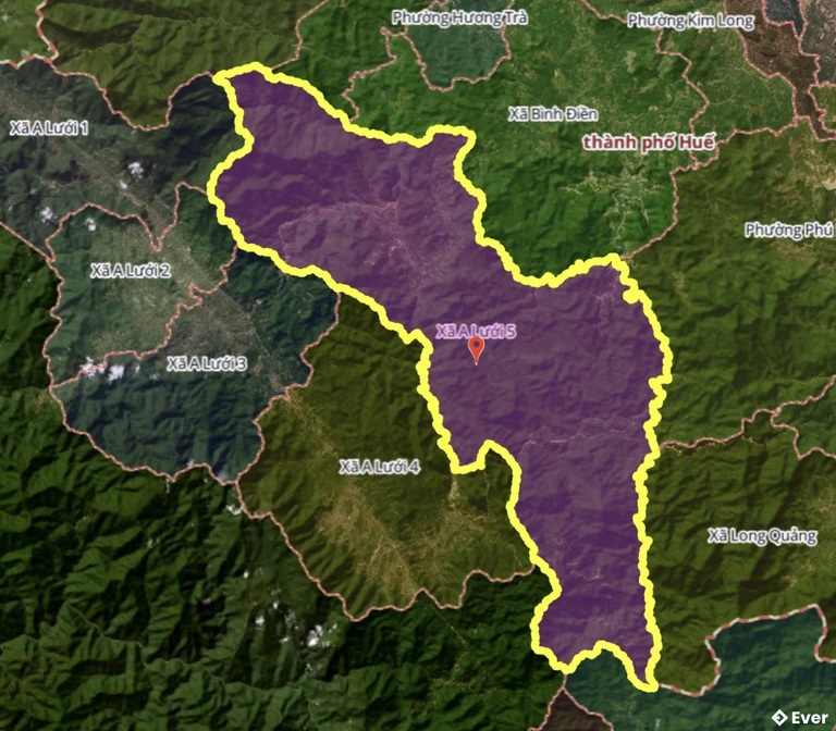 Bản đồ xã A Lưới 5, Huế sau sáp nhập