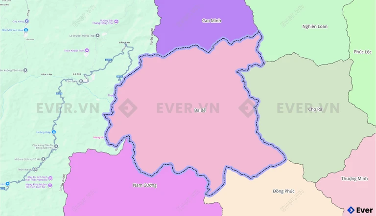 Bản đồ xã Ba Bể, Thái Nguyên sau sáp nhập