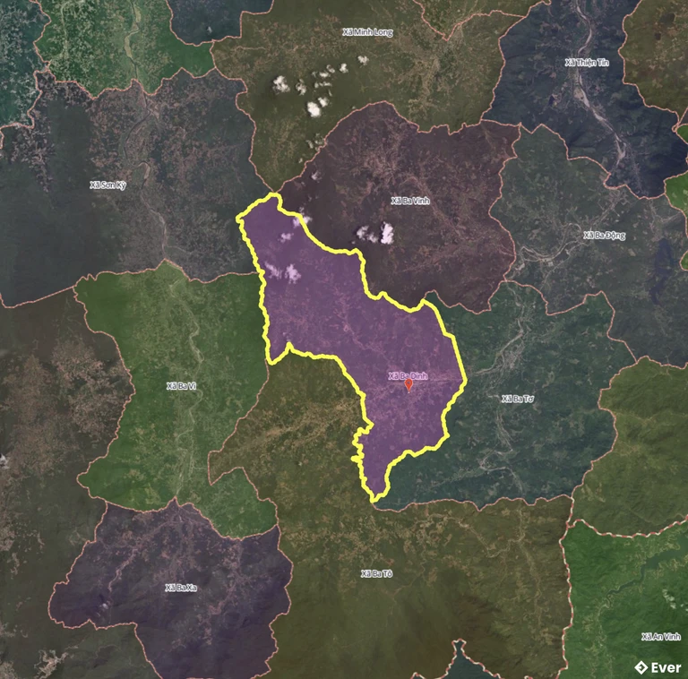 Bản đồ xã Ba Dinh, Quảng Ngãi sau sáp nhập