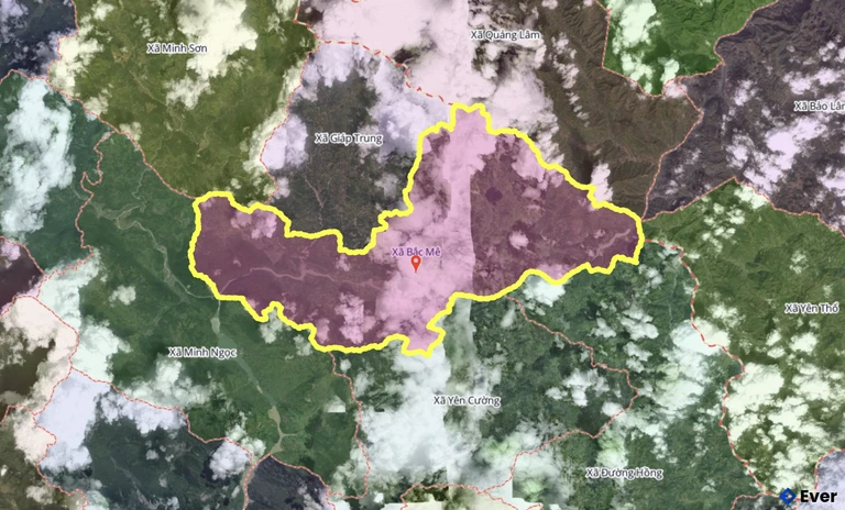 Bản đồ xã Bắc Mê, Tuyên Quang sau sáp nhập