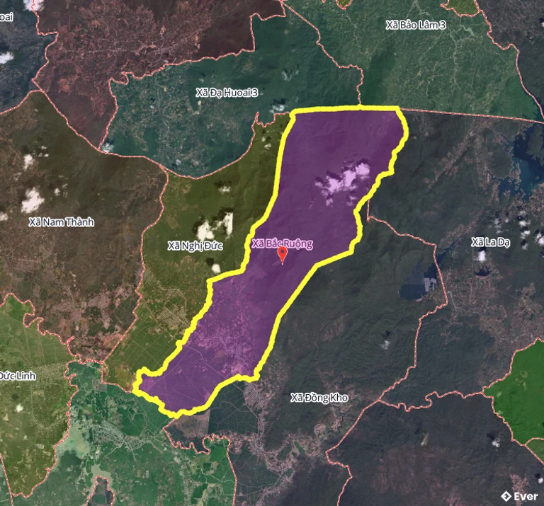 Bản đồ xã Bắc Ruộng, Lâm Đồng sau sáp nhập
