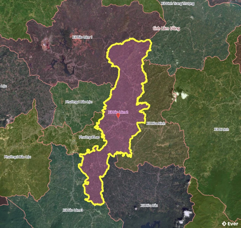 Bản đồ xã Bảo Lâm 2, Lâm Đồng sau sáp nhập