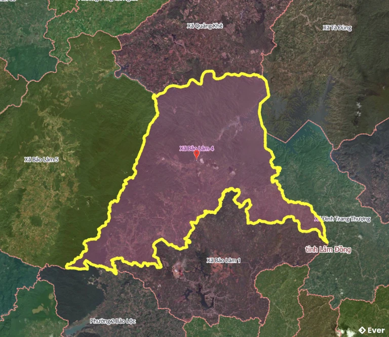 Bản đồ xã Bảo Lâm 4, Lâm Đồng sau sáp nhập