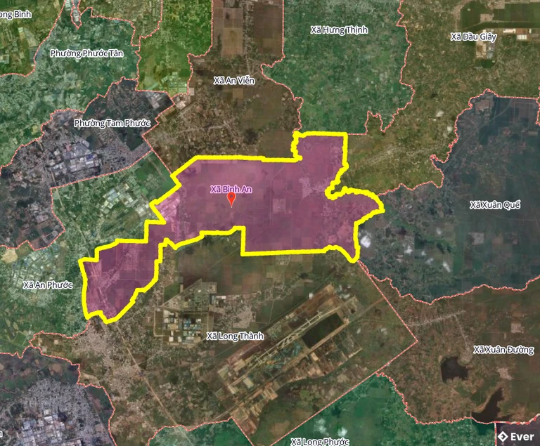 Bản đồ xã Bình An, Đồng Nai sau sáp nhập