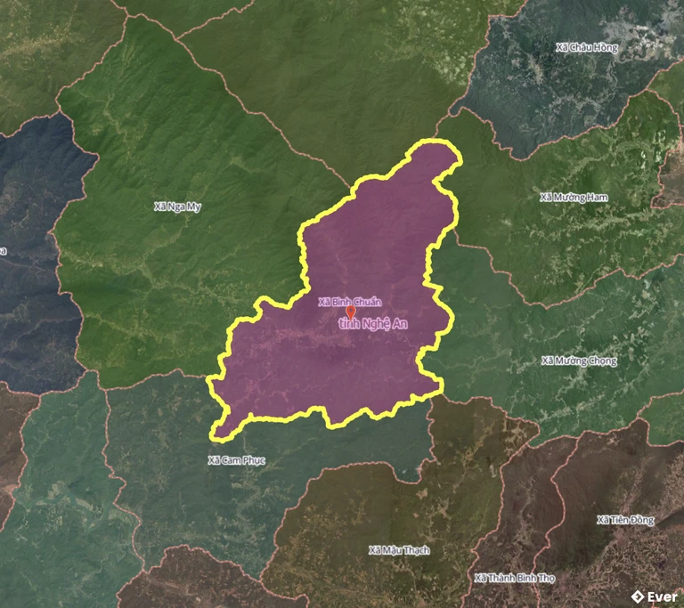 Bản đồ xã Bình Chuẩn, Nghệ An sau sáp nhập