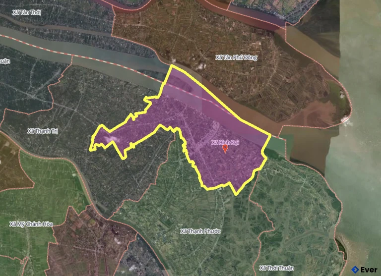 Bản đồ xã Bình Đại, Vĩnh Long sau sáp nhập