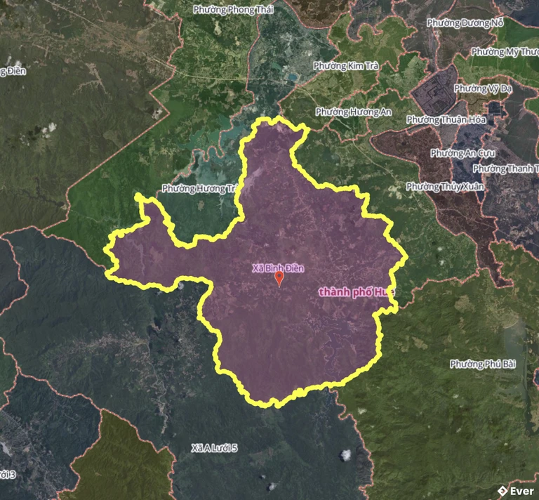 Bản đồ xã Bình Điền, Huế sau sáp nhập