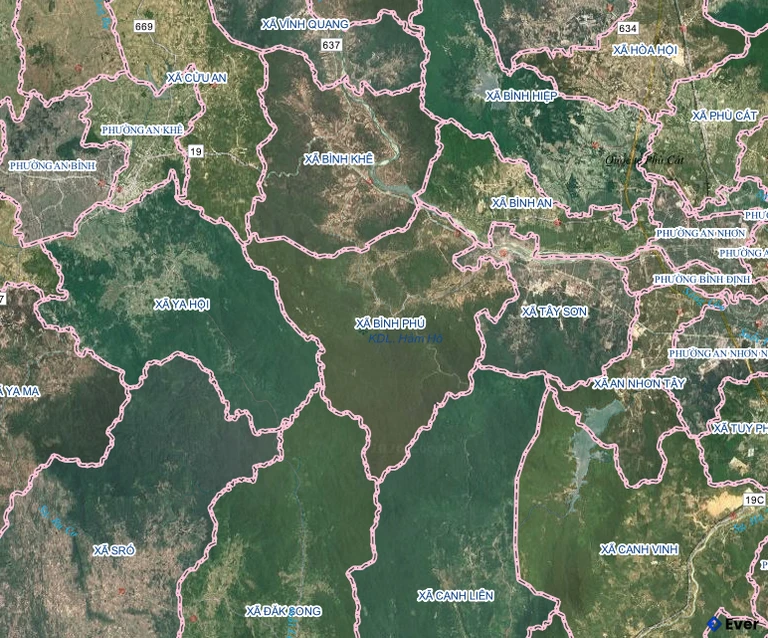 Bản đồ xã Bình Phú, Gia Lai sau sáp nhập