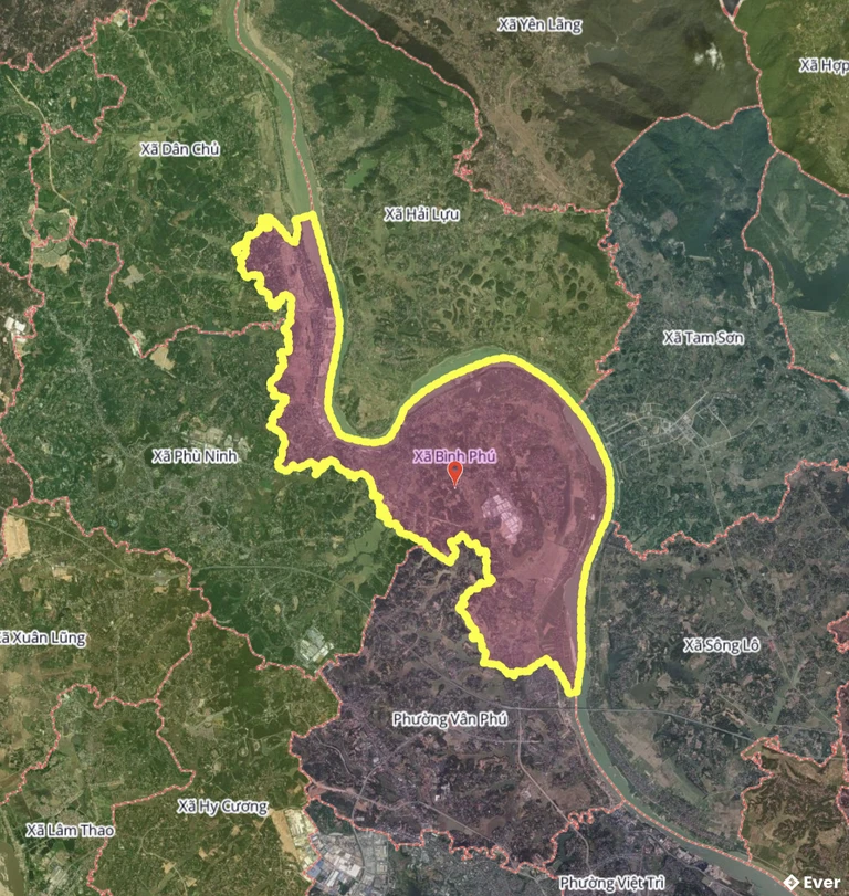 Bản đồ xã Bình Phú, Phú Thọ sau sáp nhập