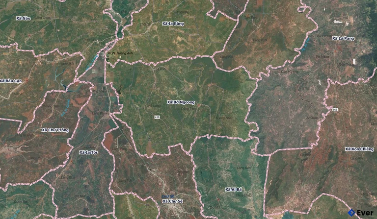 Bản đồ xã Bờ Ngoong, Gia Lai sau sáp nhập