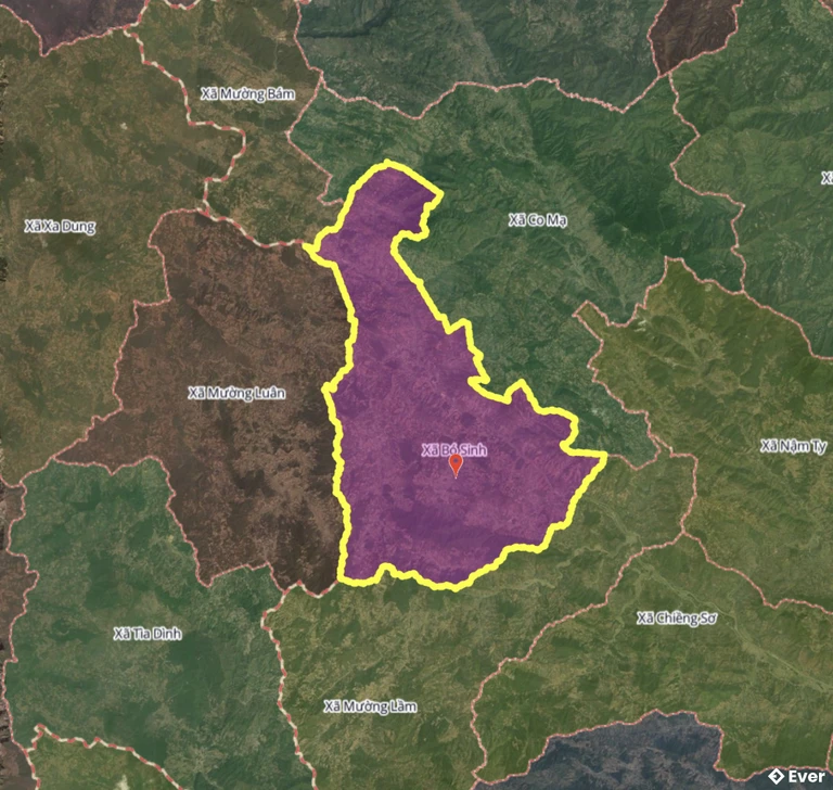 Bản đồ xã Bó Sinh, Sơn La sau sáp nhập