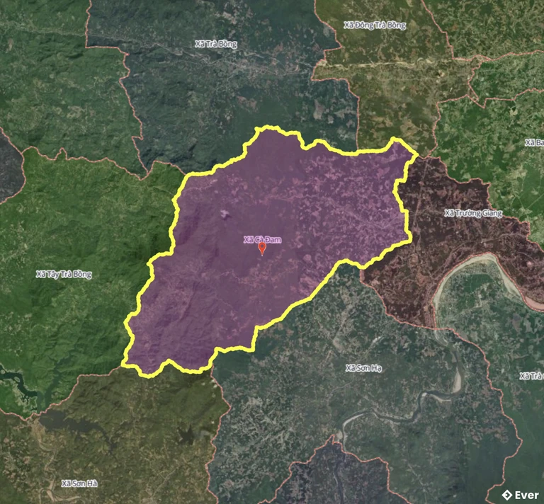 Bản đồ xã Cà Đam, Quảng Ngãi sau sáp nhập