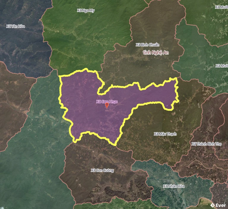 Bản đồ xã Cam Phục, Nghệ An sau sáp nhập