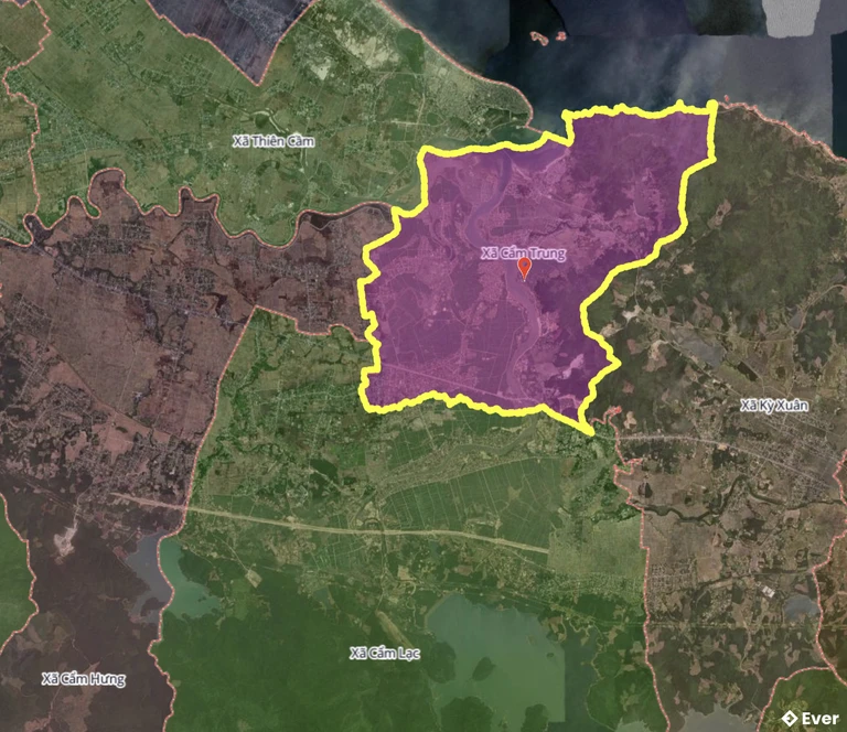 Bản đồ xã Cẩm Trung, Hà Tĩnh sau sáp nhập