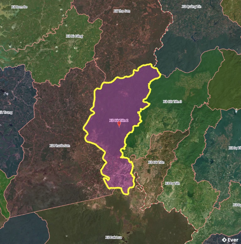 Bản đồ xã Cát Tiên 2, Lâm Đồng sau sáp nhập