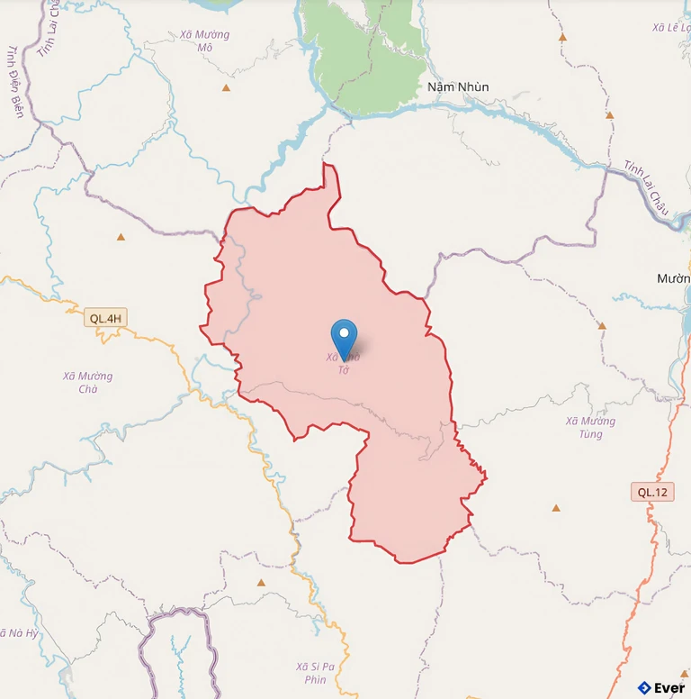 Bản đồ xã Chà Tở, Điện Biên sau sáp nhập