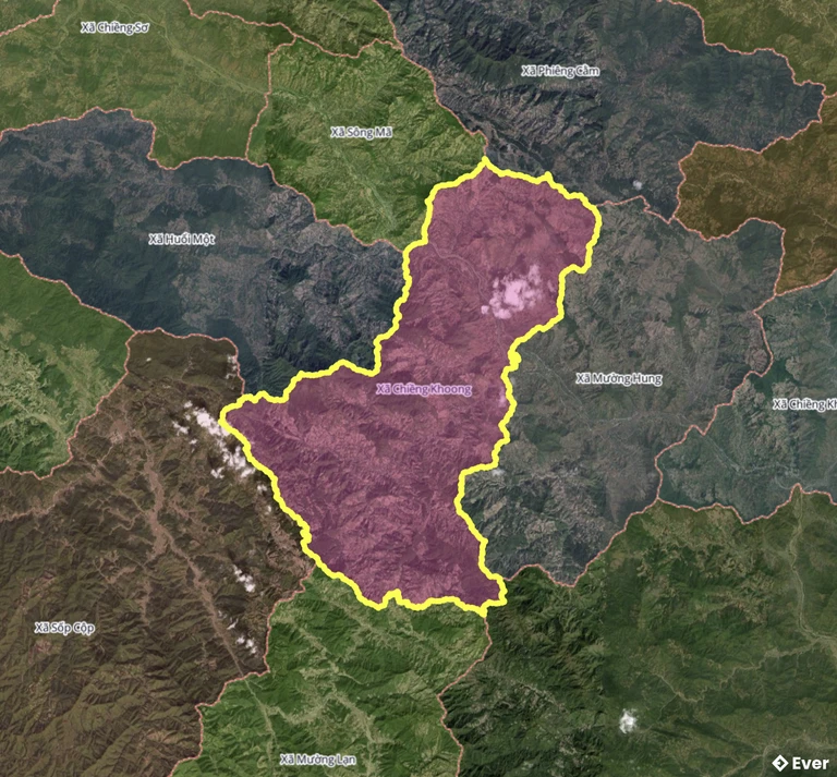 Bản đồ xã Chiềng Khoong, Sơn La sau sáp nhập