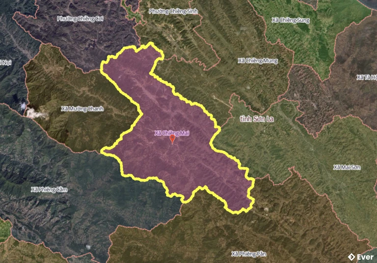 Bản đồ xã Chiềng Mai, Sơn La sau sáp nhập