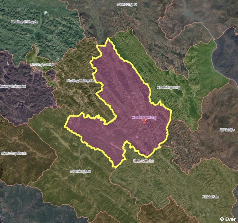 Bản đồ xã Chiềng Mung, Sơn La sau sáp nhập