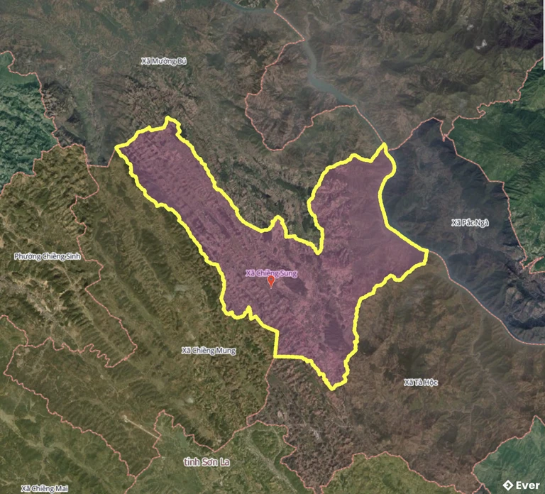 Bản đồ xã Chiềng Sung, Sơn La sau sáp nhập