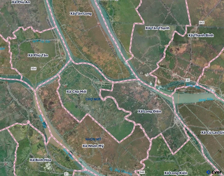 Bản đồ xã Chợ Mới sau sáp nhập
