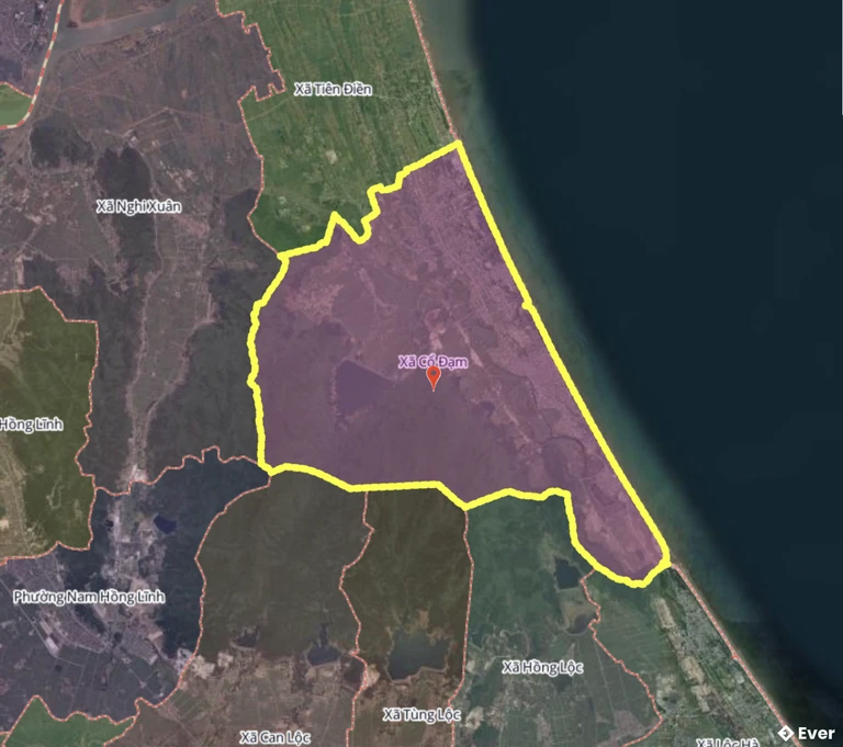 Bản đồ xã Cổ Đạm, Hà Tĩnh sau sáp nhập