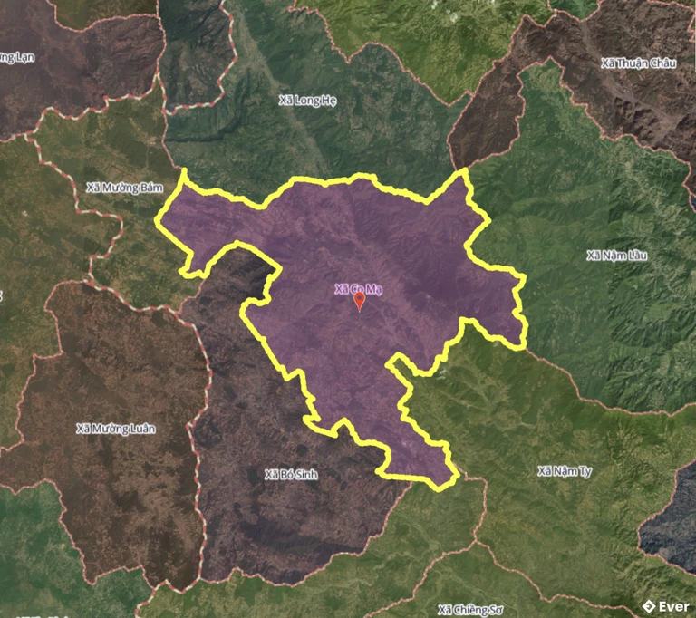 Bản đồ xã Co Mạ, Sơn La sau sáp nhập