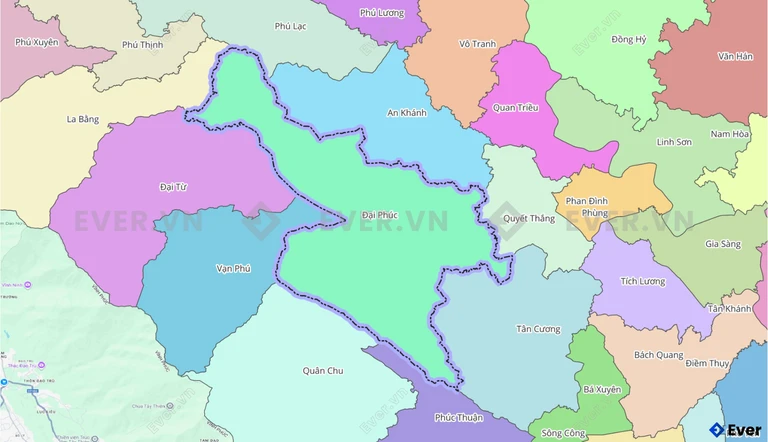 Bản đồ xã Đại Phúc, Thái Nguyên sau sáp nhập