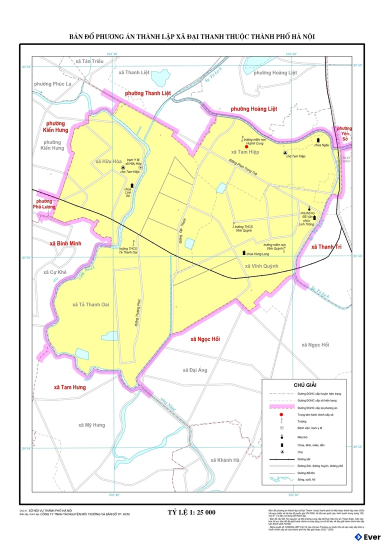 Bản đồ xã Đại Thanh, Hà Nội sau sáp nhập