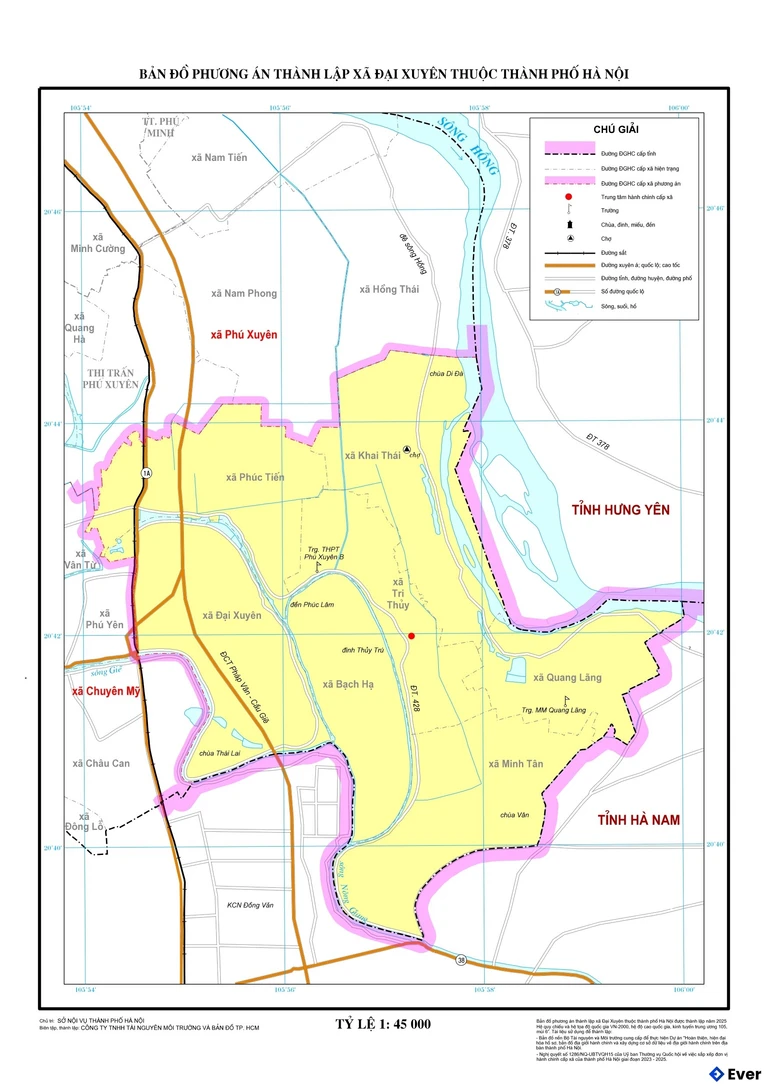 Bản đồ xã Đại Xuyên, Hà Nội sau sáp nhập
