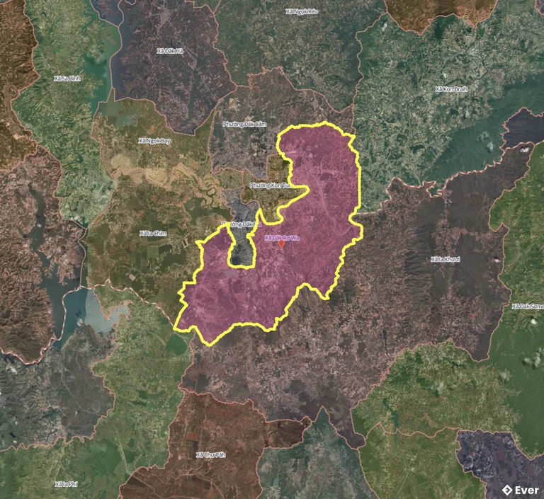 Bản đồ xã Đăk Rơ Wa, Quảng Ngãi sau sáp nhập