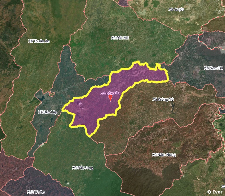 Bản đồ xã Đắk Sắk, Lâm Đồng sau sáp nhập