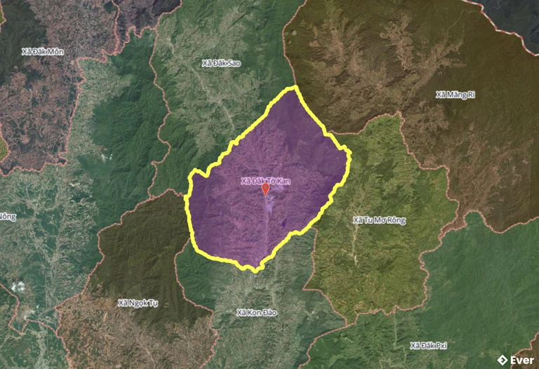 Bản đồ xã Đăk Tờ Kan, Quảng Ngãi sau sáp nhập