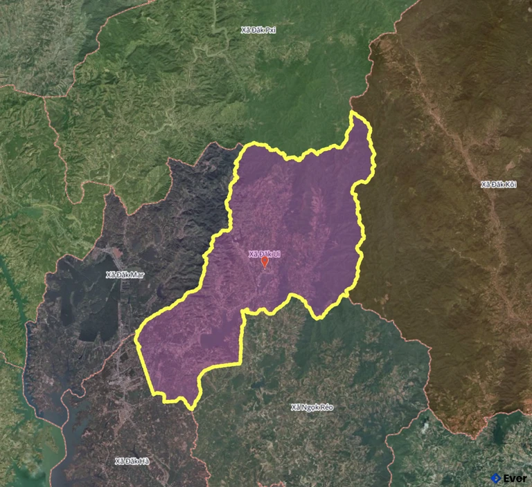 Bản đồ xã Đăk Ui, Quảng Ngãi sau sáp nhập