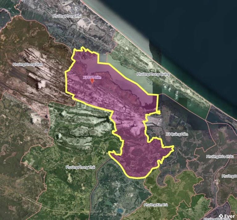 Bản đồ xã Đan Điền, Huế sau sáp nhập