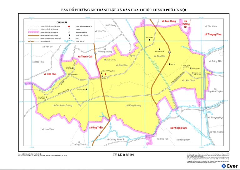 Bản đồ xã Dân Hòa, Hà Nội sau sáp nhập