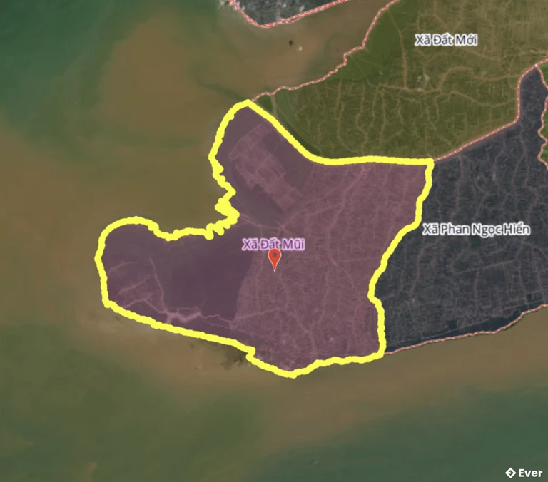 Bản đồ xã Đất Mũi, Cà Mau sau sáp nhập