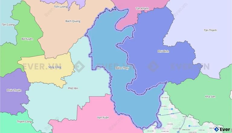 Bản đồ xã Điềm Thụy, Thái Nguyên sau sáp nhập