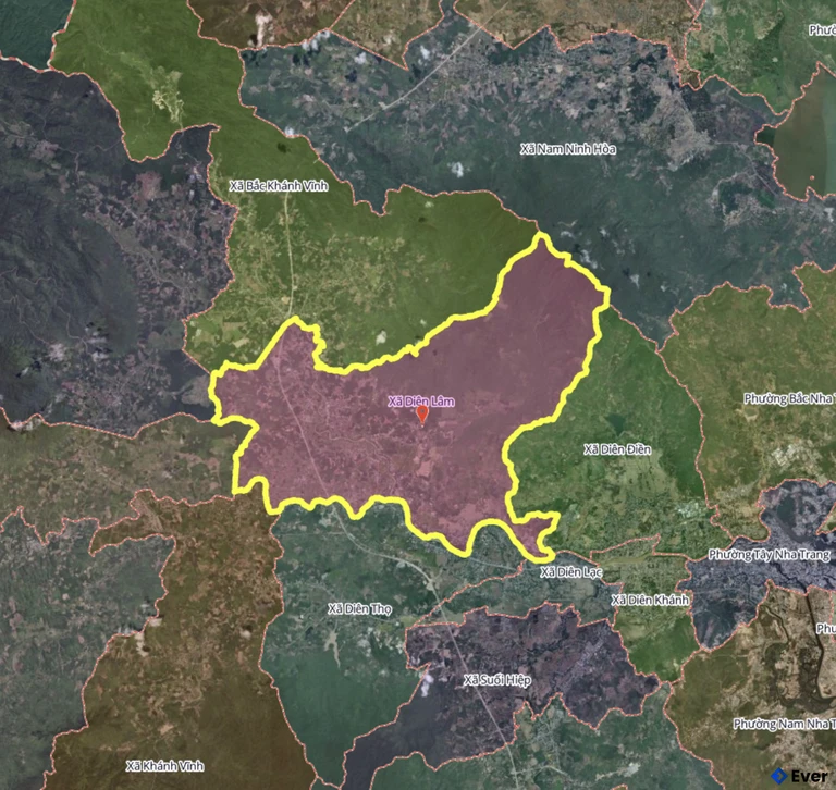 Bản đồ xã Diên Lâm sau sáp nhập
